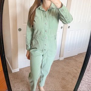 Madewell Denim Coverall Jumpsuit Green Relaxed S